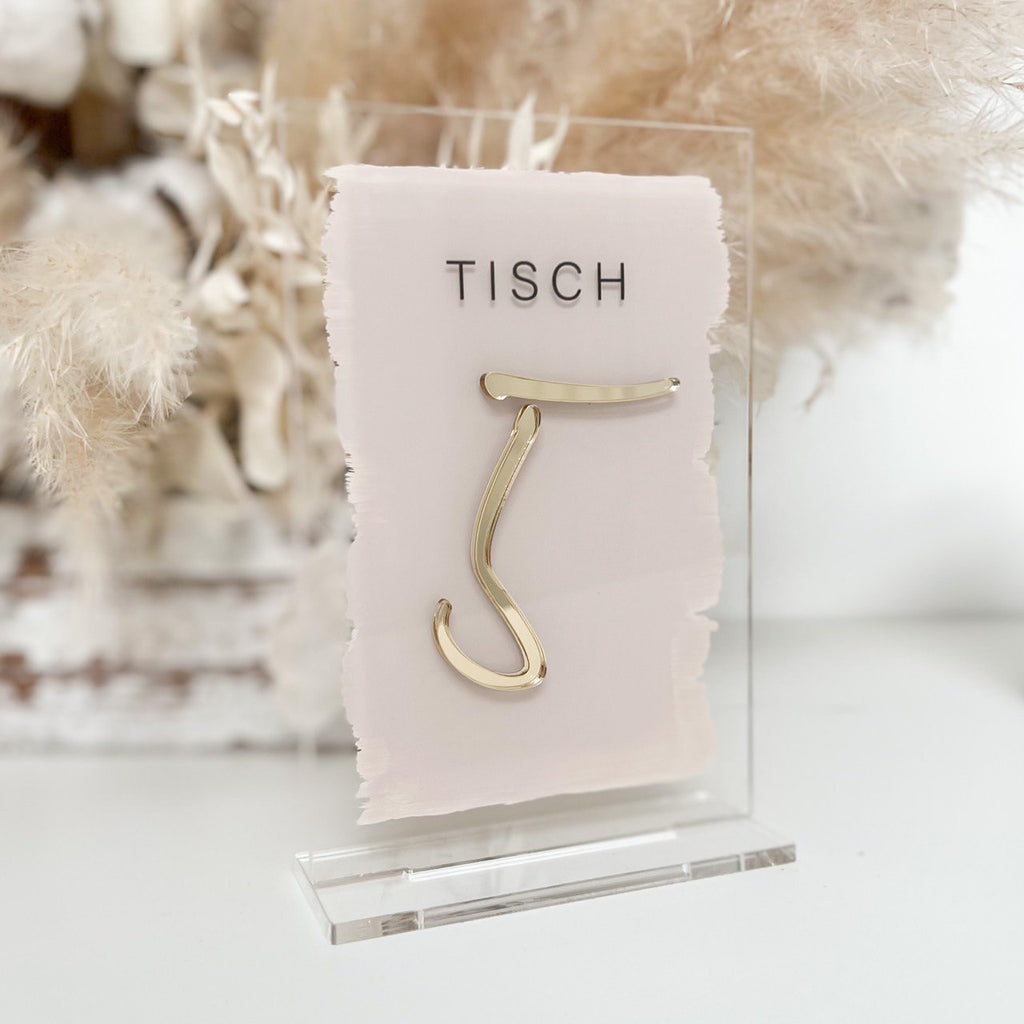 Rechteckige Tischnummern aus Acryl mit 3D Zahlen für die Hochzeit