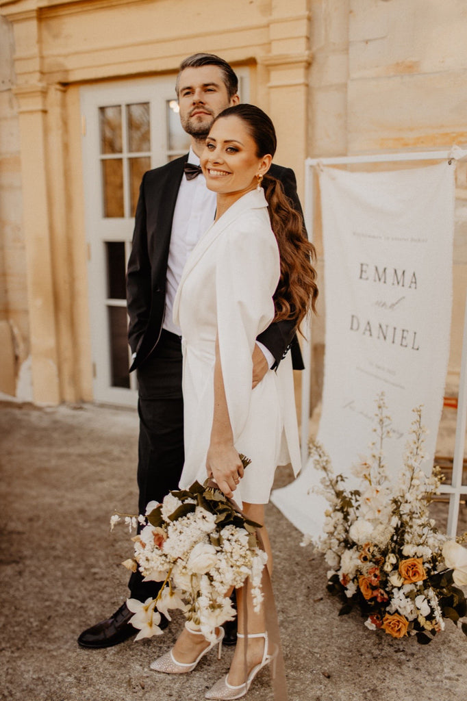 Willkommensbanner aus Stoff für Hochzeit - personalisiert - aus Leinenstoff