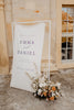 Willkommensbanner aus Stoff für Hochzeit - personalisiert - aus Leinenstoff