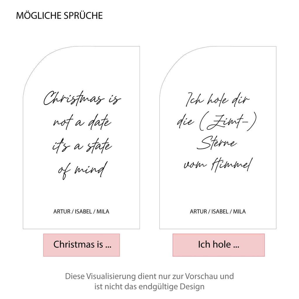 Acrylkarte zu Weihnachten mit Holzfuß | Personalisiert