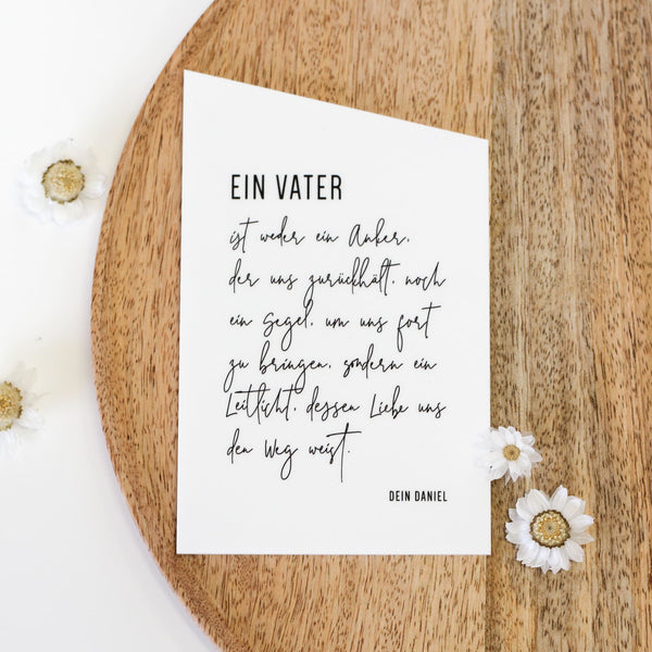 Acrylkarte „Ein Vater ist“ | als Geschenk | zum Vatertag - Muttertag - Dankeskarte - mit Holzfuß | personalisiert