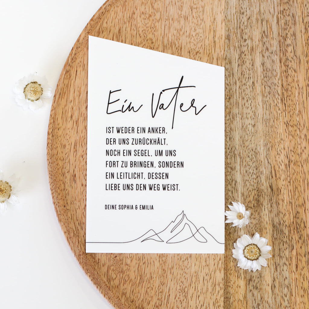 Acrylkarte „Ein Vater ist“ | als Geschenk | zum Vatertag - Muttertag - Dankeskarte - mit Holzfuß  | personalisiert