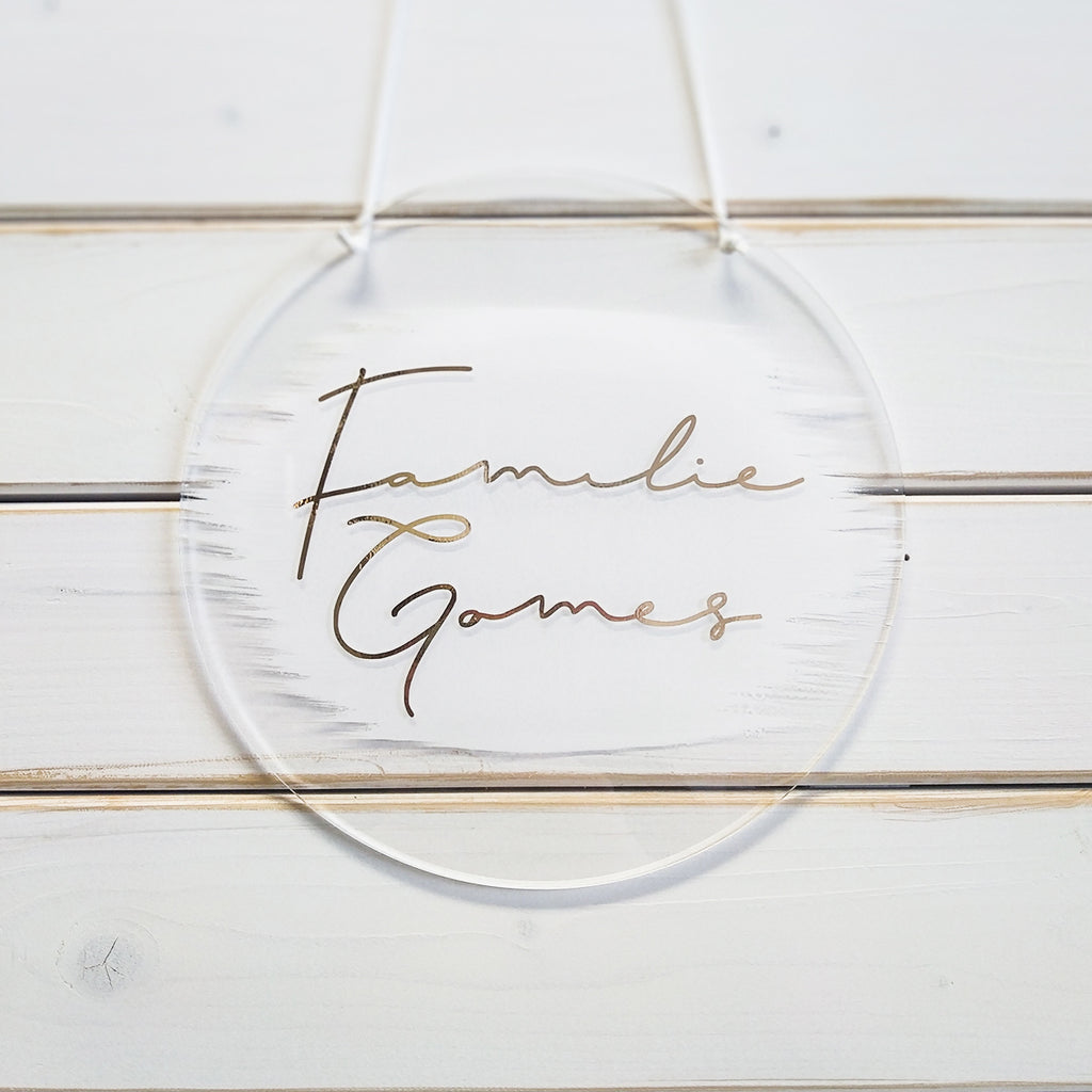 Acrylic sign, round and personalized