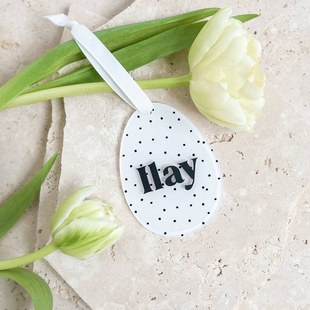Anhänger Osterei aus Acryl "Dots" mit 3D Name | personalisiert
