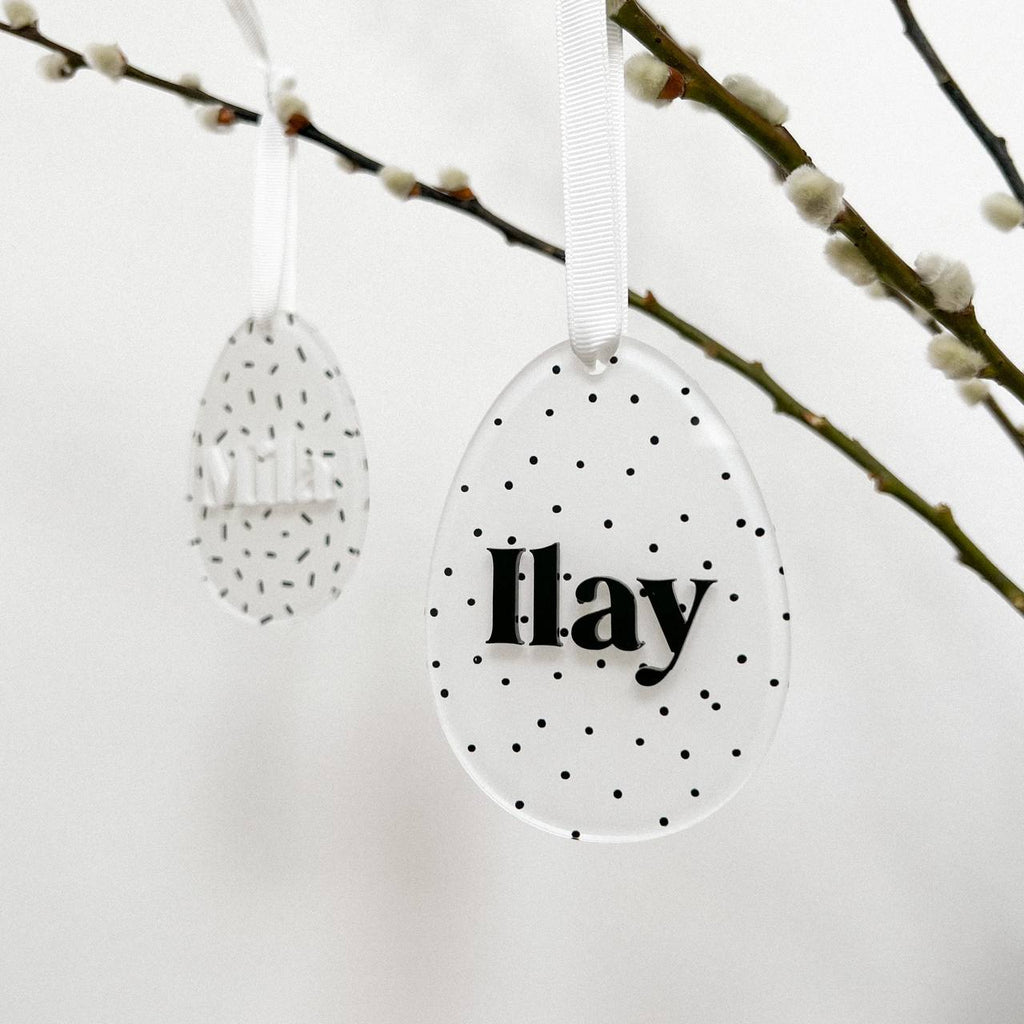 Anhänger Osterei aus Acryl "Dots" mit 3D Name | personalisiert