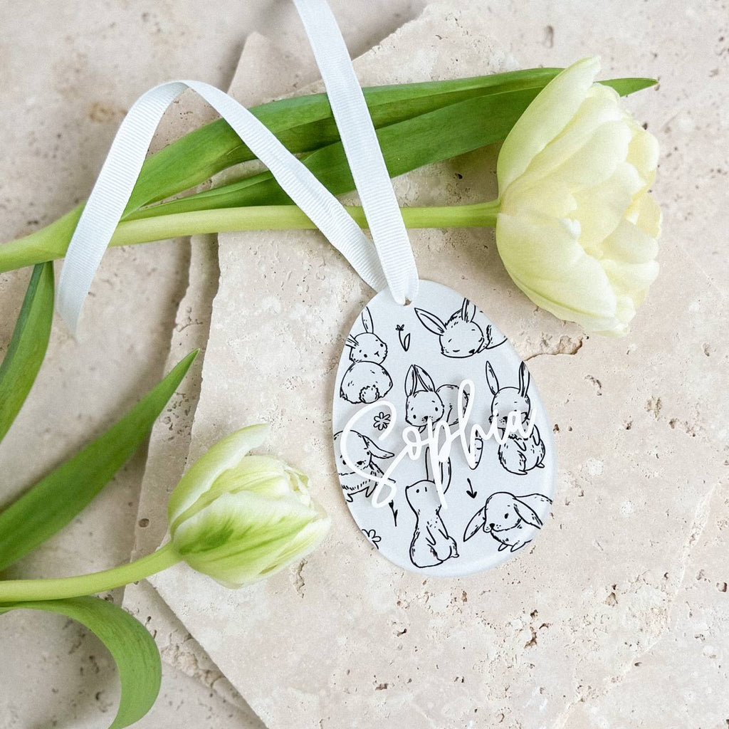 Anhänger Osterei aus Acryl "Weiß" mit 3D Name | personalisiert