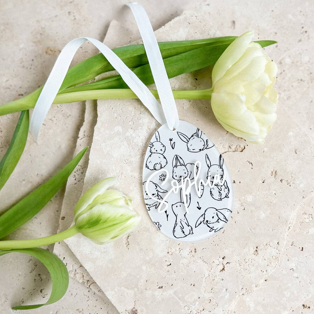 Anhänger Osterei aus Acryl "Weiß" mit 3D Name | personalisiert