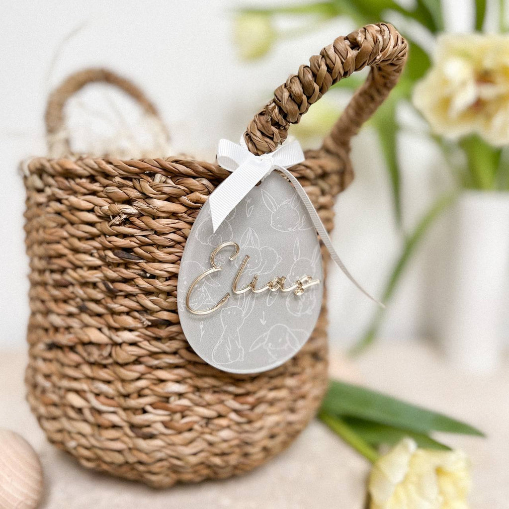 Anhänger Osterei aus Acryl "Beige" mit 3D Name | personalisiert