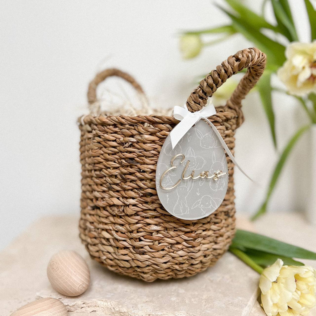 Anhänger Osterei aus Acryl "Beige" mit 3D Name | personalisiert
