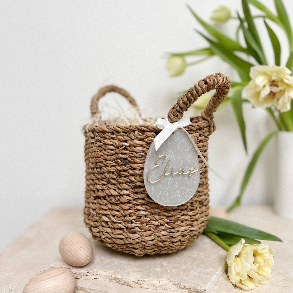 Anhänger Osterei aus Acryl "Beige" mit 3D Name | personalisiert