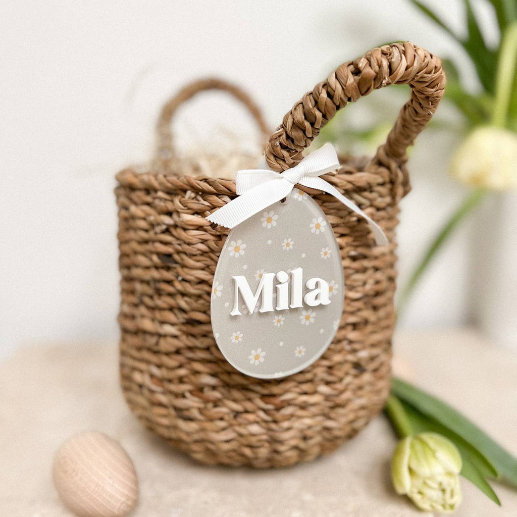 Anhänger Osterei aus Acryl "Blume" mit 3D Name | personalisiert