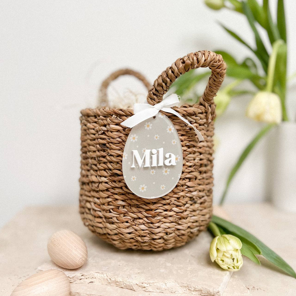 Anhänger Osterei aus Acryl "Blume" mit 3D Name | personalisiert