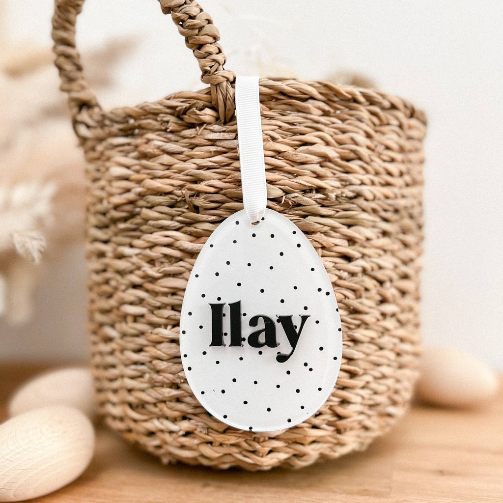 Anhänger Osterei aus Acryl "Dots" mit 3D Name | personalisiert