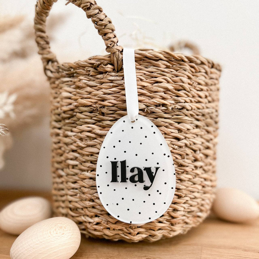 Anhänger Osterei aus Acryl "Dots" mit 3D Name | personalisiert