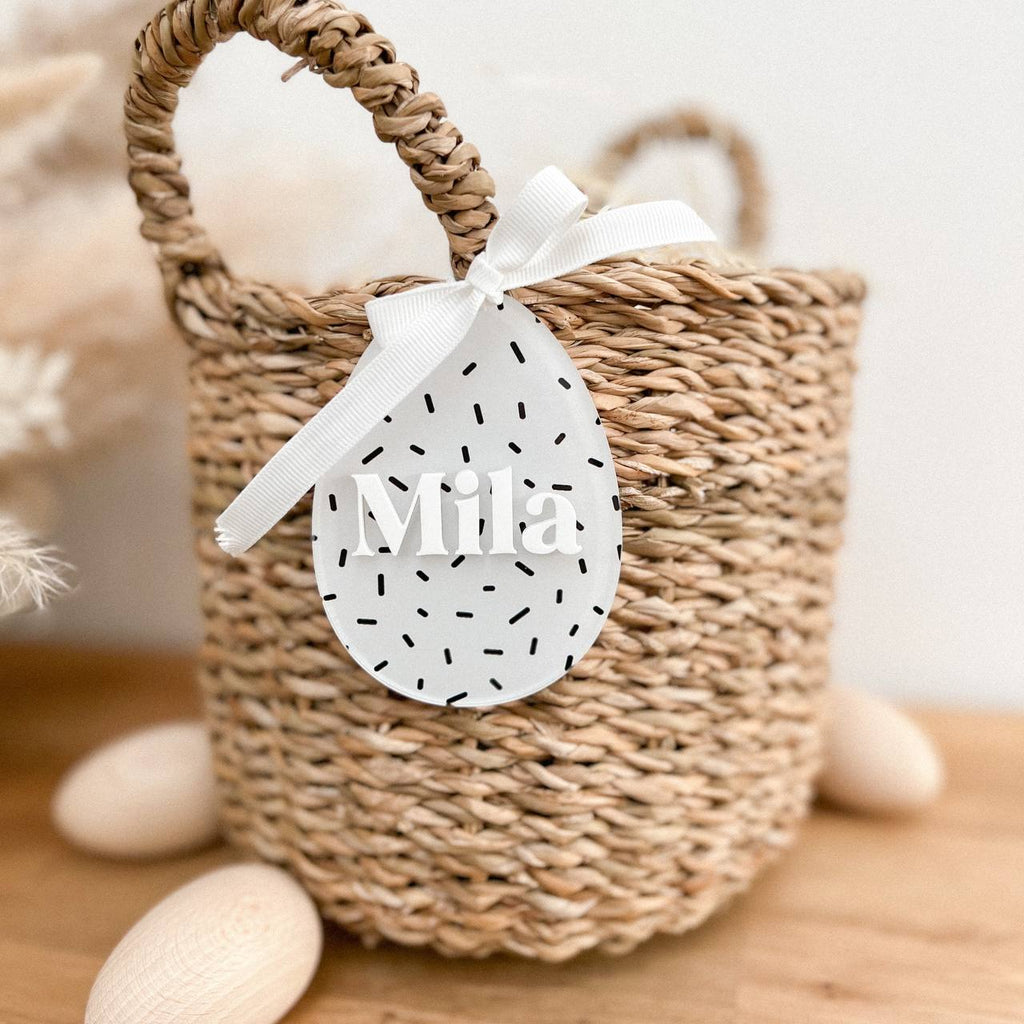 Anhänger Osterei aus Acryl "Konfettie" mit 3D Name | personalisiert