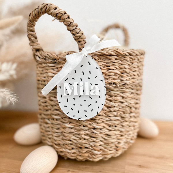 Anhänger Osterei aus Acryl "Konfettie" mit 3D Name | personalisiert