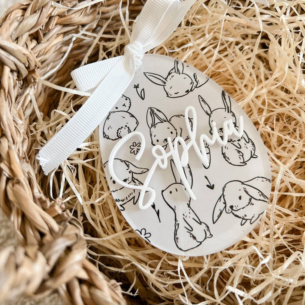 Anhänger Osterei aus Acryl "Weiß" mit 3D Name | personalisiert