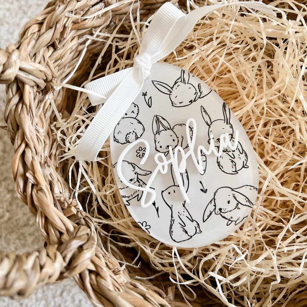 Anhänger Osterei aus Acryl "Weiß" mit 3D Name | personalisiert