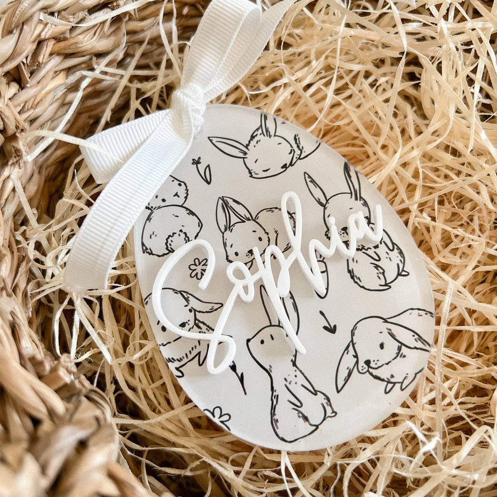 Anhänger Osterei aus Acryl "Weiß" mit 3D Name | personalisiert