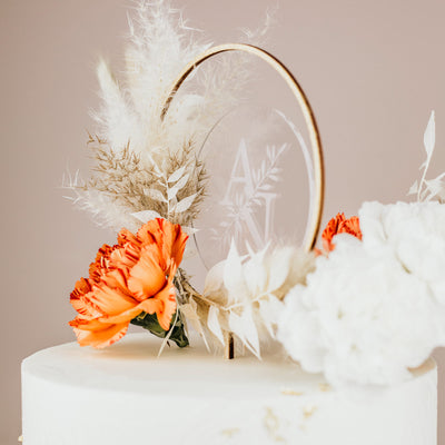 Cake Topper Hochzeit "Initialen" graviert aus Acryl in Rund