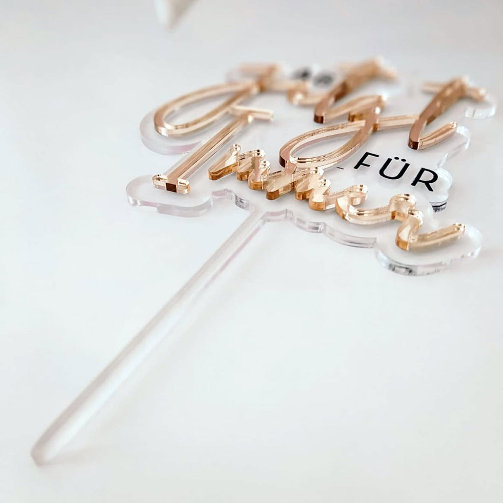 cake topper acryl gold hochzeit zweilagig