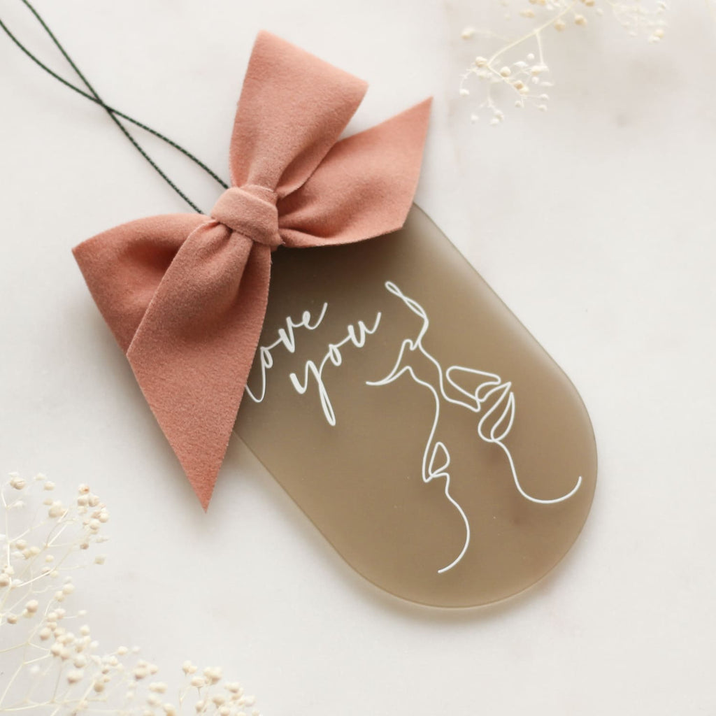 Acrylanhanger Samtschleife Valentinstag Hochzeit Geschenk Taschenanhanger love you