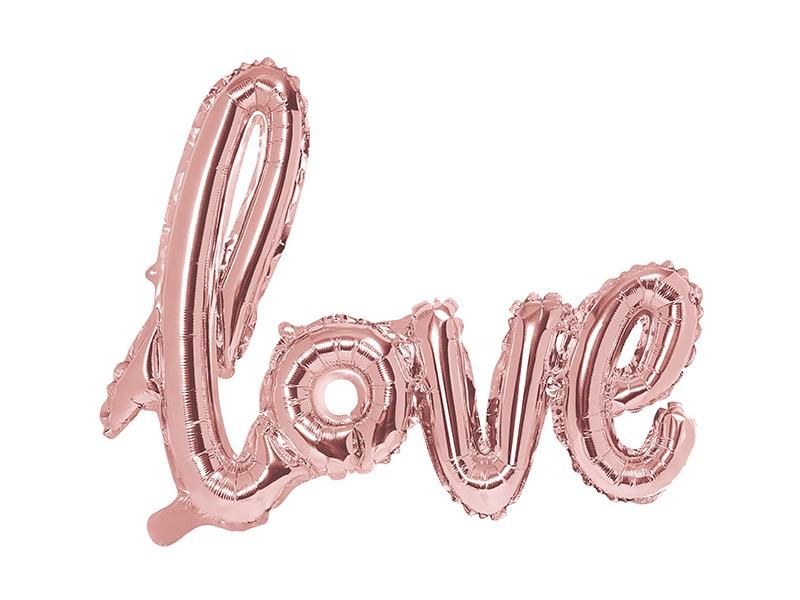 Love Folienballon in Roségold für Helium