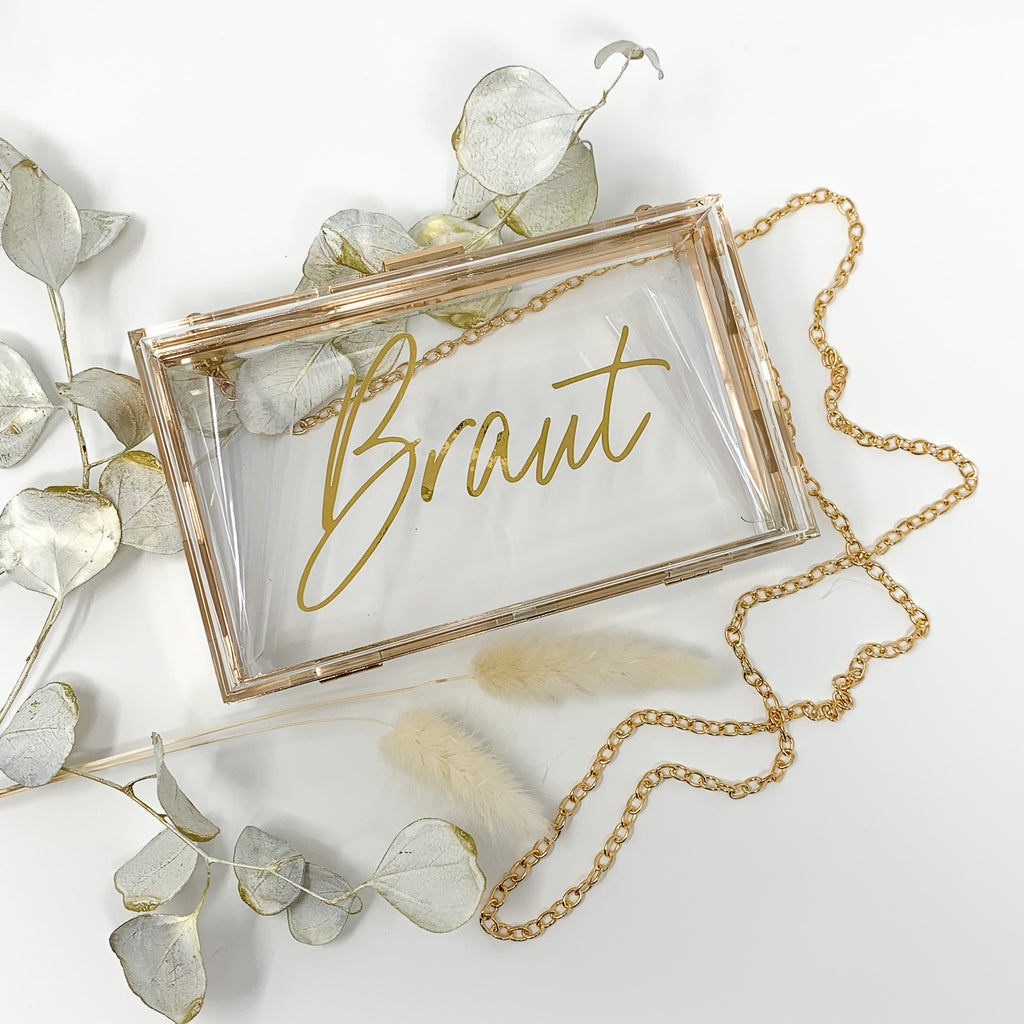 CLUTCH Deine personalisierte Acrylglastasche, transparent
