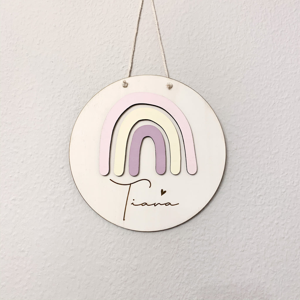 Namensschild Rainbow aus Holz