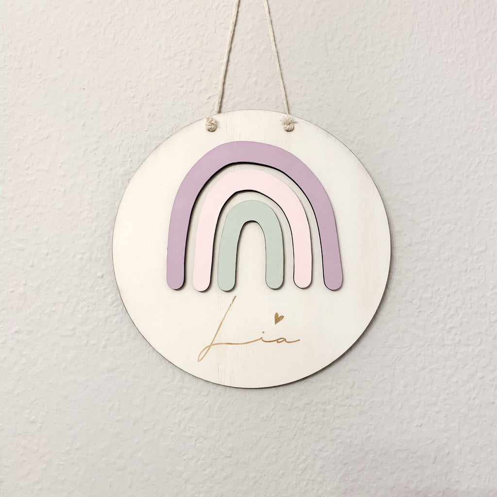 Namensschild Rainbow aus Holz