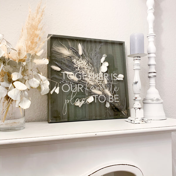 3D picture frame with dried flowers | Gray