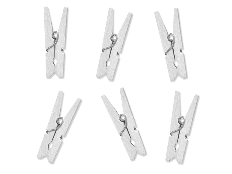 10x small wooden clips in white