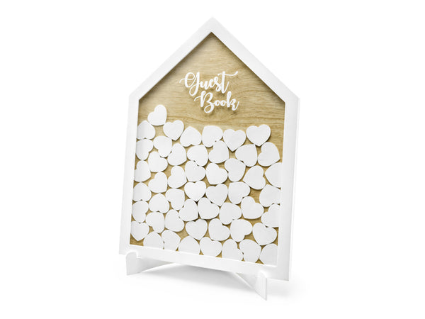 Guest book with wooden hearts, 30.5 x 43 cm