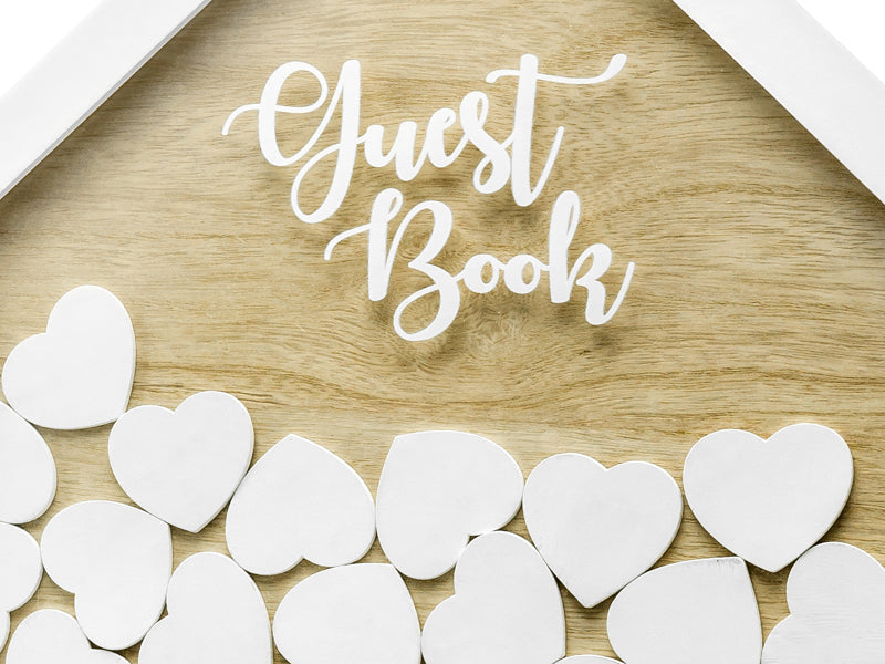 Guest book with wooden hearts, 30.5 x 43 cm