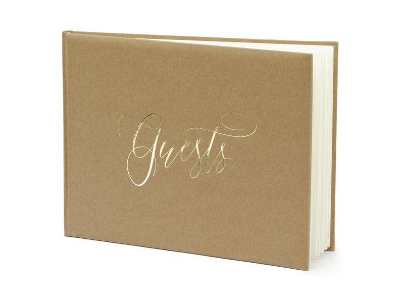 Guest book bound in kraft paper with golden inscription - 22 pages