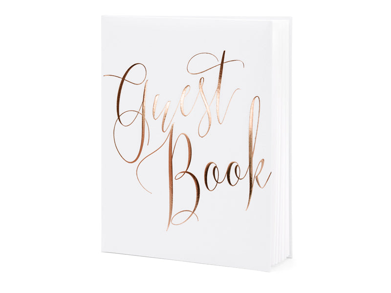 Guest book with rose gold large writing in white - 22 pages