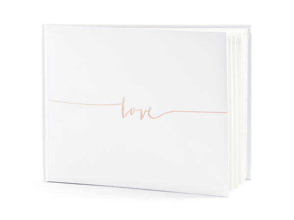 Guest book with rose gold writing in white - 22 pages