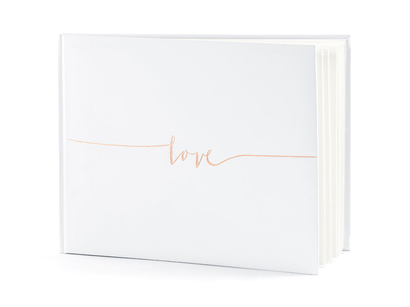 Guest book with rose gold writing in white - 22 pages