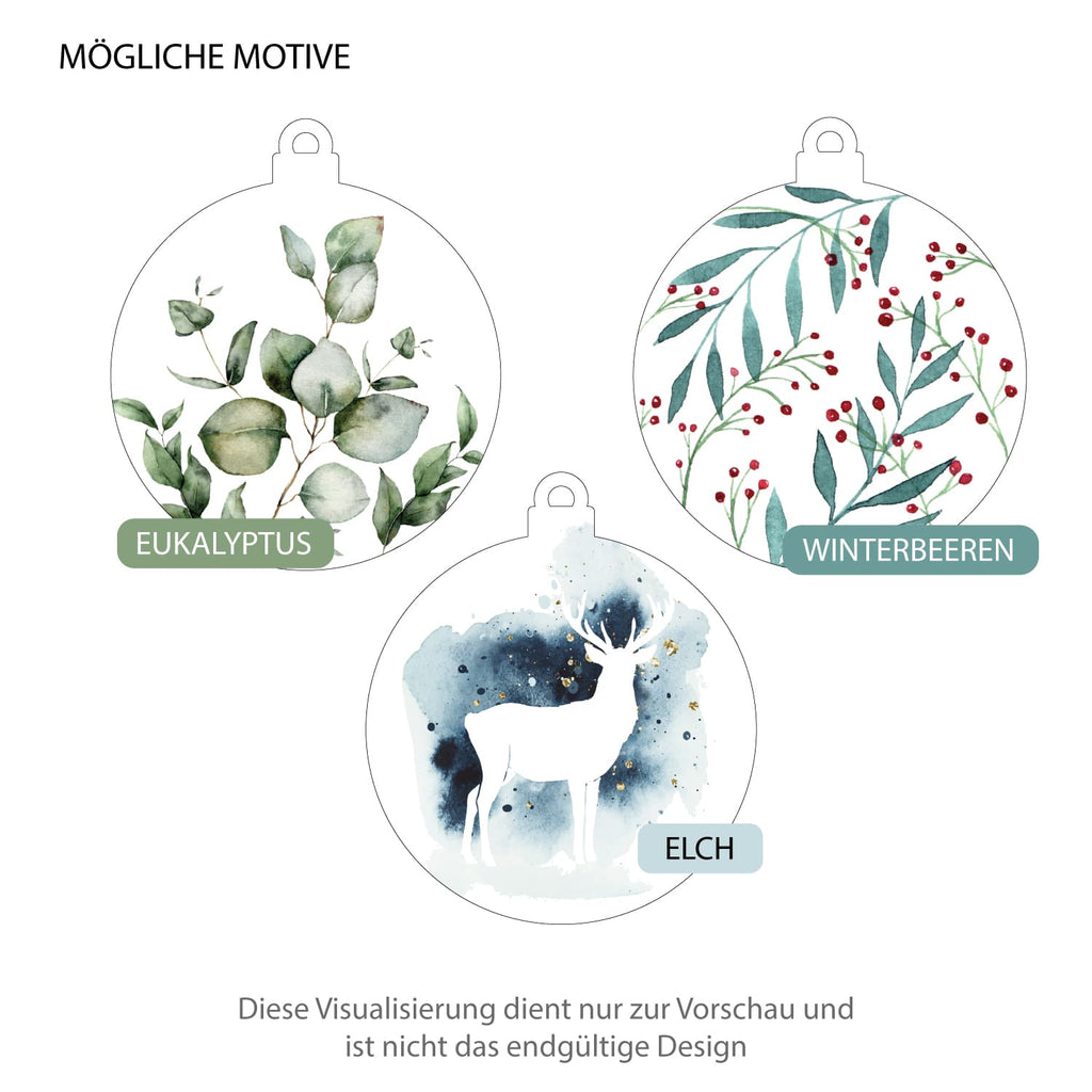 Weihnachtskugel "Fröhliche Weihnachten" mit Motiv