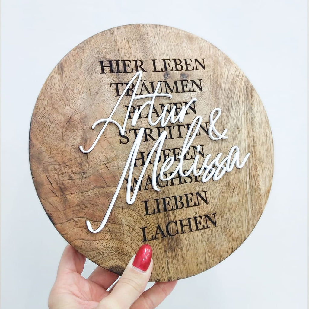 Wooden sign with saying made of mango wood | personalised
