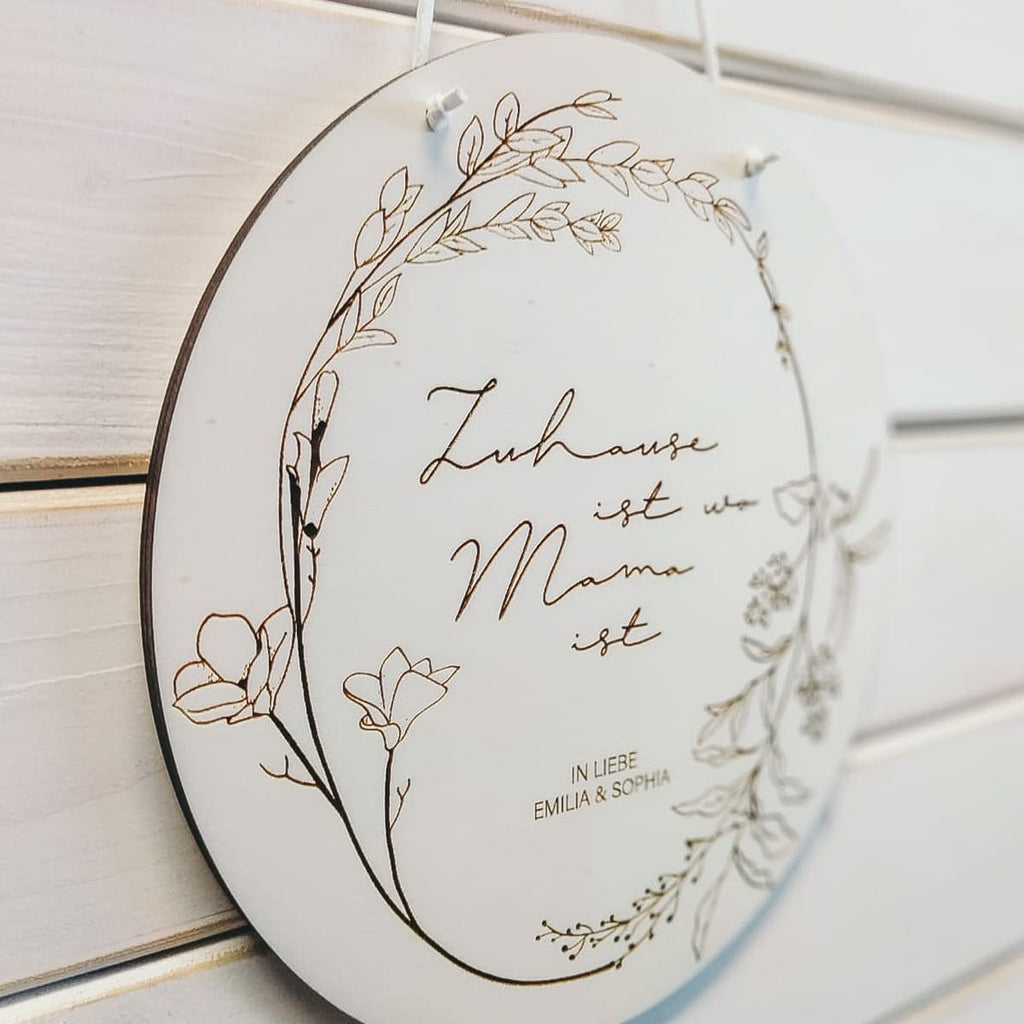 Zuhause ist wo Mama ist | kleines  Holzschild | personalisiert