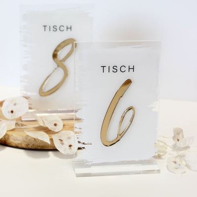 Tischnummern aus Acryl Rechteckig mit 3D Zahl
