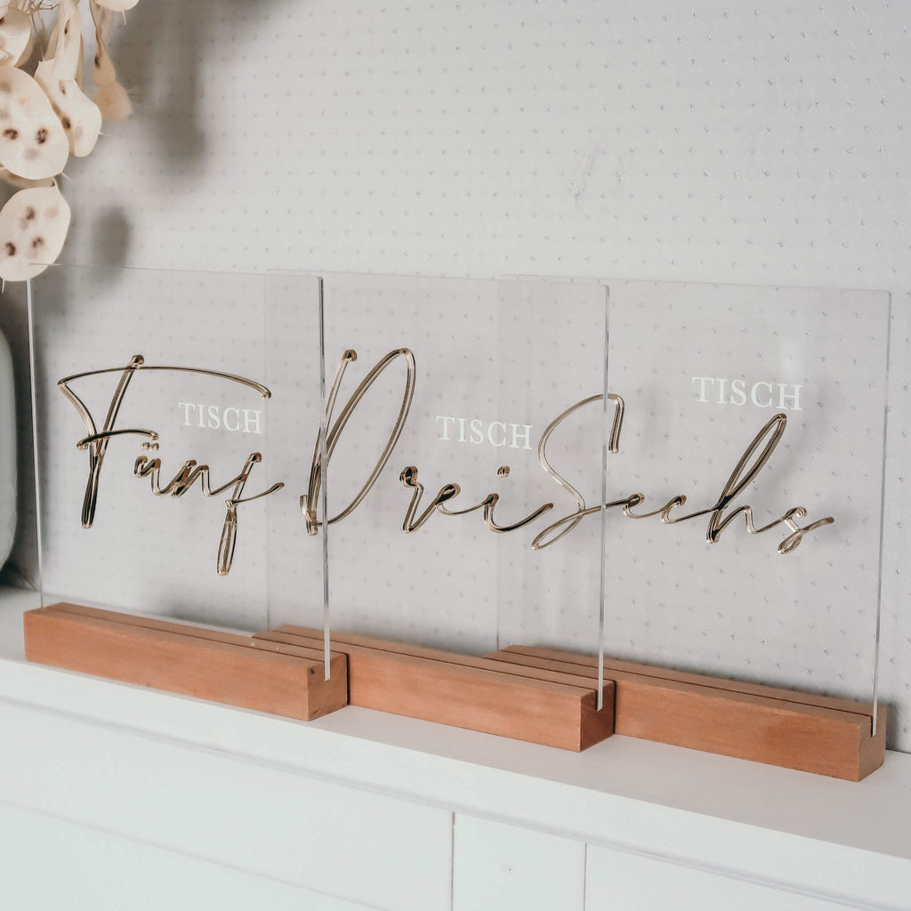 Tischnummern aus Acryl für Hochzeit