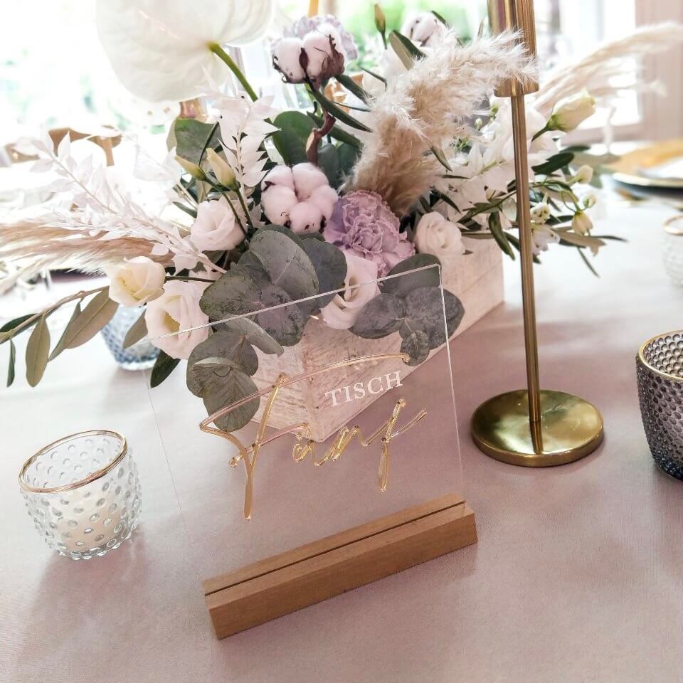 Tischnummer für Hochzeit aus Acryl