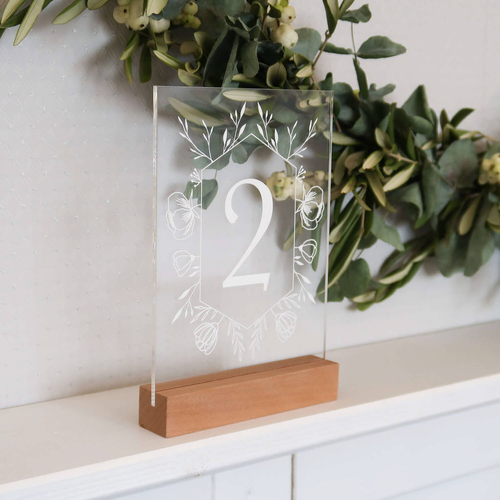 Tischnummer Hochzeit Acryl Floral