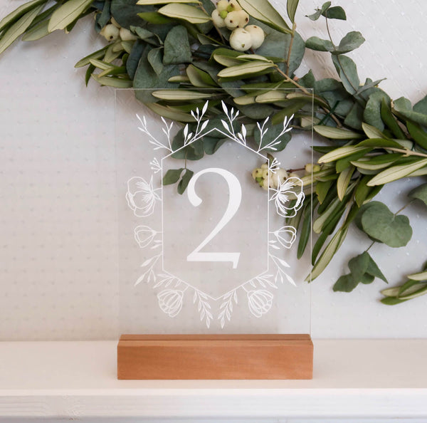 Tischnummer Hochzeit Floral Acryl