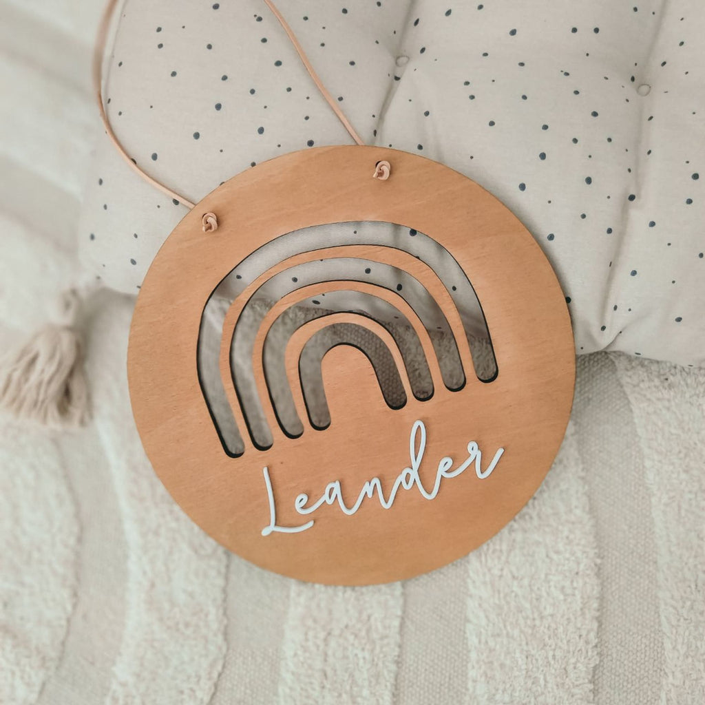 Türschild Kinderzimmer Rainbow mit 3D Namen personalisiert