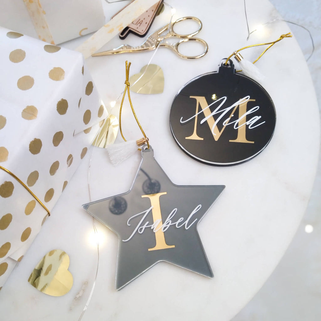 Personalisierter Weihnachtsschmuck Aufhänger mit Namen und Initialen