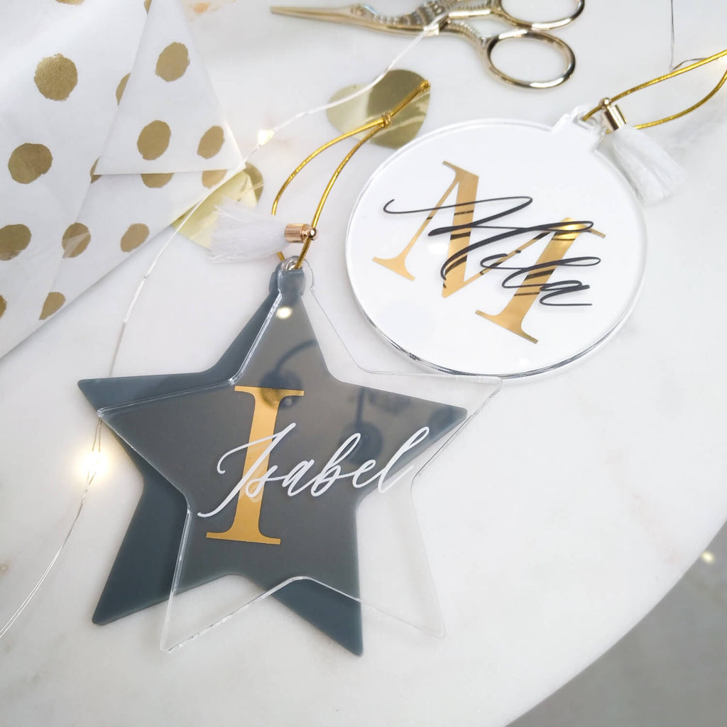 Personalisierter Weihnachtsschmuck Aufhänger mit Namen und Initialen