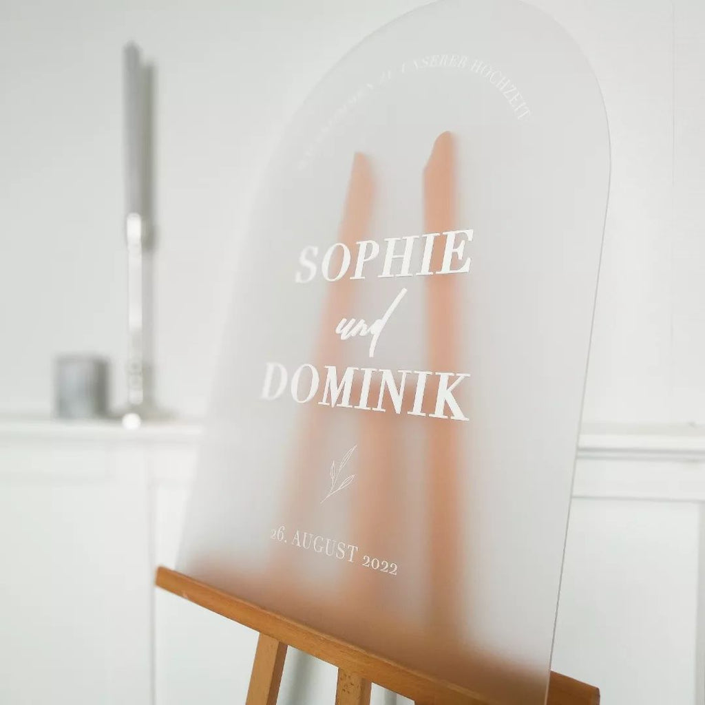 Willkommensschild Hochzeit mit 3D Schrift „Abgerundet" | personalisiert